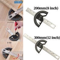 8/12Inch 180° Protractor Aluminum Alloy / Plastic Angle Finder Angle Ruler Woodworking Tools Measuring Ruler Meter Goniometer