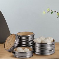Stainless Steel Steamer with Lid 14/16/18/20/24/30cm Home Bamboo Steamer for Cooking Fish Rice Pasta Vegetables Dim Kitchen Tool