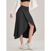 Lady Yoga Tennis Skorts Shorts with Side Pockets and an Opening at the Waist Long dress Fitness Sportswear Workout For Women