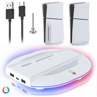 Vertical Cooling Stand with RGB Light for PS5 Slim Disc/Digital Edition Console Anti-Slip Base Bracket Holder for PS5 Accessorie
