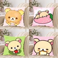 Kawaii-r-rilakkumaS Cute Cartoon Customizable Square Pillowcases, Stylish And Soft, Perfect For Beds, Cars, And Sofas.