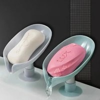 Soap Box Suction Cup Tray Drying Rack for Shower Sponge Container Kitchen Bathroom Accessories Drain Soap Holder Leaf Shape