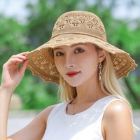 Fold Wide Brim Sun Hat Woman Summer Straw Hat Woman Beach Protection Dense Hat Women XKTYM01