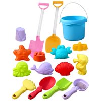 16PCS Beach Toys for Kids Sand Toys Set for Toddlers Sandbox Toys with Bucket Shovel Rake Set Summer Outdoor Beach Toy