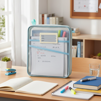 A4 Transparent Document Organizer L-Shaped Double Layer Nylon Mesh File Storage Bag