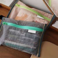 Translucent Mesh Nylon Storage Bag, Document Bag, Travel Ticket, Data Cable, Pen Organizer, Portable, Lightweight, Foldable