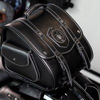 Universal Retro Motorcycle Rear Seat Bag PU Leather Skull Monster Pattern Knight Tail Storage Bag Waterproof Storage Tool Bag