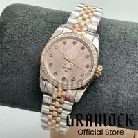 Gramock 31mm Luxury Lady's NH05 Automatic Wristwatch De Ville Diamond Star Dial Two Tone Rose Gold Watch Case Women's Watches