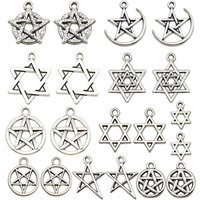 20pcs Antique Silvery Hollow Star Design Charms Alloy Pendants for DIY Bracelets Necklaces Earrings Jewelry Making Accessories