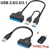 USB 3.1/3.0/2.0 TYPE-C SATA 3 Cable Sata Adapter Up To 6 Gbps Support 2.5 Inch External HDD SSD Hard Drive 22 Pin 12V DC