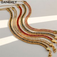 GANEMLY 316L Stainless Steel Sparkling Zircon Bracelet Bangle For Women Luxury Wrist Chain Waterproof Jewelry Gift Accessories