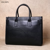 Classic Business Leather Handbag Top Layer Cowhide Computer Bag Multi-Layer Briefcase Shoulder Bag Crossbody Bag