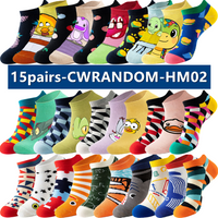 15pairs Men Women Casual Anime Socks Cartoon Hip Hop Street Fashion Novelty Funny Crew Socks