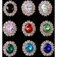 10Pcs Elegant Oval Rhinestone Decorative Button Edge Diamond Buckle DIY Crafts Clothing Bridal Wedding Dress Hair Accessories