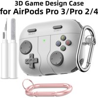 Case Cover For AirPods Pro 3/Pro 2/Pro/4 with Cleaning Kit Game Console Design Soft Silicone Protective Case for AirPods Pro 3/4