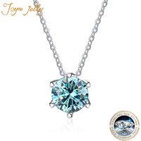 JoyceJelly 1CT VVS D Moissanite Necklace For Women Six Prong Simulated Diamond Pendant 925 Sterling Silver Wedding Fine Jewelry