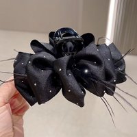 New Fashion Black Mesh Flower Hair Clip 1pcs Women Shark Ponytail Clip Headdress Temperament Flower Hair Claw Headwear