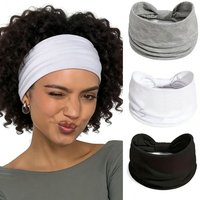 3-Piece Set of Solid Color Wide-Brimmed Elastic Headbands for Women, Sports Yoga Non-Slip Sweat-Absorbent Elastic Headbands, Everyday Versatile Hair Accessories