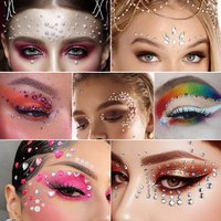 1Pcs 3D Face Stickers Mix Round Stars Moon Heart Drop Rhinestone Shiny Body Makeup Gems Diamond Temporary Tattoo Party Stickers