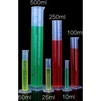 Plastic Graduated Cylinder for Lab Use, 10-500ml Clear Measuring Cylinder with Blue Scale, Laboratory Liquid Measurement Tool