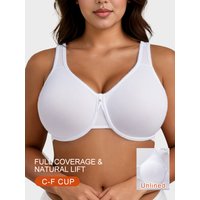 Women's Plus Size Lace Trim Soft Underwire Bra with Pendant Detail-Unpadded Design, Full Coverage Cup 8270