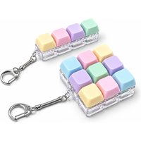 Decompression 9-Key / 4-Key Keyboard Key Fidget Keychain Toy Anti Stress Relief Finger Portable Key Ring