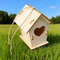 Wooden DIY Bird Nest House Outdoor Hanging Birdhouse Box For Hummingbird Outdoor Cages Garden Yard Decoration 1pcs DIY Cage