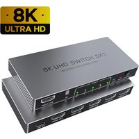 8K UHD HDMI Switch 5 in 1 out 8K@60Hz 4K@240Hz 48Gbps HDMI 2.1 Video Switcher Support HDR10+ HDCP2.3 CEC for PC PS5/4 Xbox TV