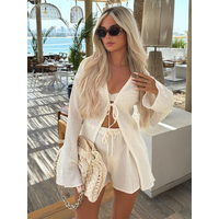 BWQ Crochet Hollowed Out Lapel Single Breasted Top Set Chic Solid Printed Wide Leg Pants Women's Suits Commuter Vacation Outfit
