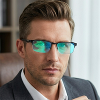 Men Square Reading Glasses Coated Green Glass Ultralight Frames Flexible Temples Luxury Designer Brand Eyewear Gifts Half Frame