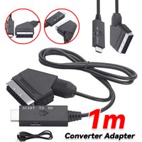 1m Video Audio Converter Adapter Scart To HDMI-compatible 1080P Converter Cable DC 5V Micro USB Cable Accessories for HDTV/DVD
