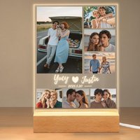 Personalised Acrylic Photo Plaque For Couples,Custom Valentine‘s Gift, Romantic LED Night Light,Birthday Anniversary Present