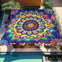 1 Piece Vibrant Mandala Pattern Outdoor Awning and Beach Shade-Heavy Duty UV Protection Easy to Install and Store Accommodate