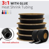 10/50/100M 200Meters Polyolefin Heat Shrink Tube 3:1 Ratio Adhesive Lined Shrink Ratio Insulated Cable Sleeve