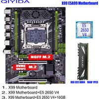 QIYIDA X99 Motherboard Set Kit Xeon LGA2011-3 E5 2650 V4 1pcs*16gb=16GB DDR4 4 channels SATA 3.0 nvme M.2 SATA 3.0 E5 A99