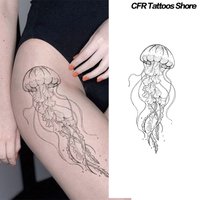 Jellyfish Herbal Juice Tattoo Stickers Arm Thigh Waterproof Fake Tatto Temporary Tattoos Sexy Hot Girls Tattoo Sticker Adult Y2K