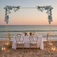 Wedding Arch Stand with Bases Gold Color 9.8x9.8 Feet Square Garden Arch Metal for Weddings Decoration