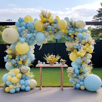 128pcs Pastel Blue Yellow Balloon Garland Arch Kit White Sand Balloons for Baby Shower Bear Birthday Bridal Party Decorations