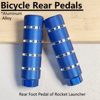 AliExpress NONE Blue Anodized Aluminum Alloy Bike Rocket Launcher Rear Pedals, Anti-Slip Knurled Passenger Foot Pegs Silver Decorative Rings