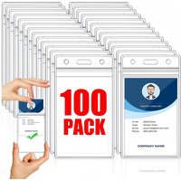 100-1PACK Waterproof Card Holder Name Badge Sleeve ID Card Credit Collect Protectors Case Vertical Sleeve Office School Supplies