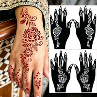 2pcs Flower Henna Tattoo Stencils for Women Reusable Medhndi Tattoo Templates For Hand Festival Wedding Body Painting Tools