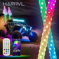 1/2 PCS 2/3/4FT LED Whip Lights RGB Waterproof Multi-Color Flagpole Lamp Bowlight for Offroad Sand Rails Buggies SxS ATV/UTV RZR