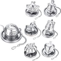 1Pc,Stainless steel chain tea leakage owl small teapot house bird duck shell type tea filter creative tea maker