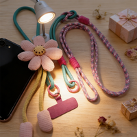 Unique Cartoon Flower Phone Lanyard, 1Pcs Decorative Pendant Rope, Long Crossbody Universal Accessory