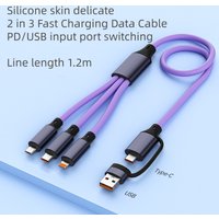 2 in 3 Fast Charging Cable For IPhone Xiaomi Redmi Samsung Mobile Phone 1.2m Multi-Port Micro USB Charger Cord Tablets & Devices