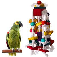 Colorful Natural Wooden Chewing Toy for Medium Parrots Bird Cage Accessory Bird Toy for Pet Bird Biting Grinding Training