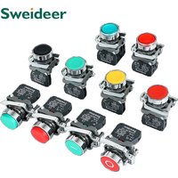 Button Switch Momentary Self Reset XB4 Flat High Head 22mm Power Push Button Switch with Light XB4-BA42 BA31 BA51 10A NC/NO Red