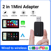 XUDA New 2in1 Wired to Wireless CarPlay Adapter, Android Auto Dongle, High-Quality Car Accessory Smart Box 5GHz WiFi Type-C/USB