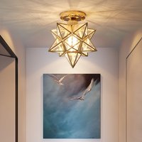 Lamps for Living Room Decor Five-pointed Star Ceiling Modern Balcony Corridor Porch Fashion Red Star Network Celling Light