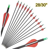 28"/30'' Archery Mixed Carbon Arrows ID6.2mm Spine 500 Hunting Arrows for Compound /Recurve Bow Outdoor Sports 6/12/24 pcs
